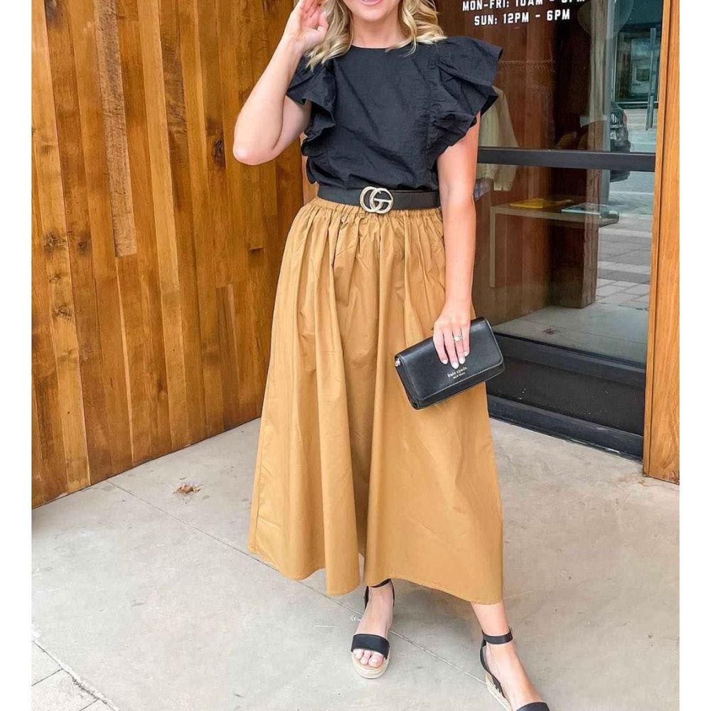 A New Day Camel Midi Skirt